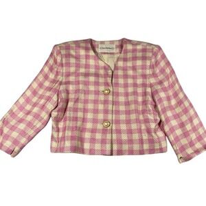 Vintage East Eighties Pink Gingham Blazer – Fits Medium